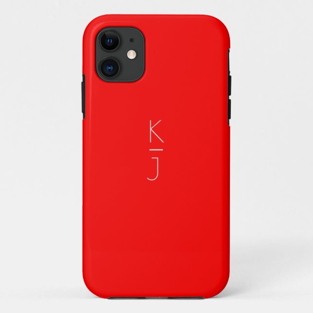 Monogramme rouge Editable Coque-Matte coque iphone (Dos)
