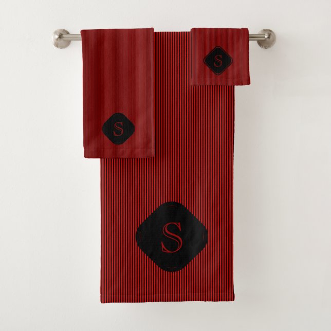 Monogramme rouge et noir de fines bandes verticale (En situation)