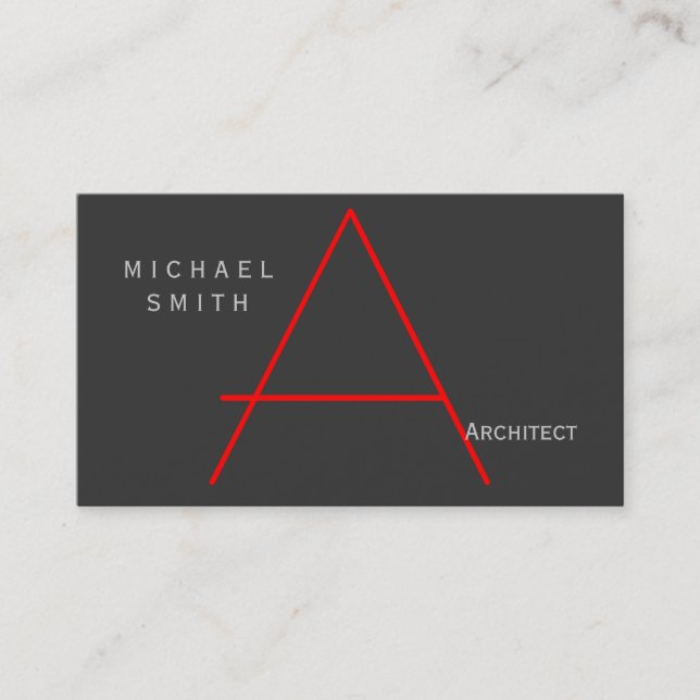 Monogramme rouge gris moderne Carte de visite arch (Devant)