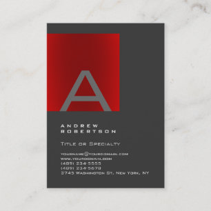 Monogramme rouge gris tendance Carte de visite élé