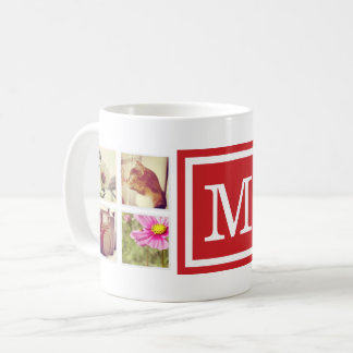 Monogramme rouge Instagram Photo Collage Mug