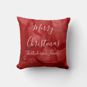 Monogramme rouge Joyeux Oreiller de Noël
