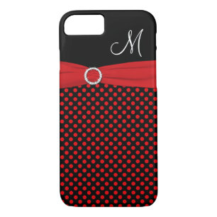 Monogramme rouge noir blanc Pois iPhone 7 Coque