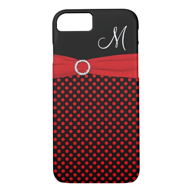 Monogramme rouge noir blanc Pois iPhone 7 Coque (Dos)