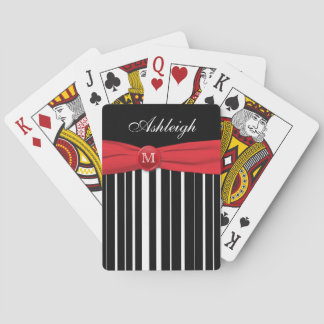 Monogramme Rouge noir blanc rayé Cartes de jeu