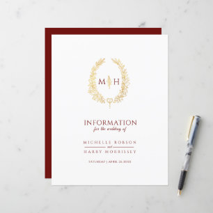 Monogramme rouge or mariage informations sur l'inv