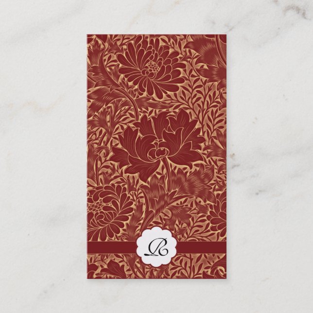 monogramme rouge rétro cartes de visite (Devant)