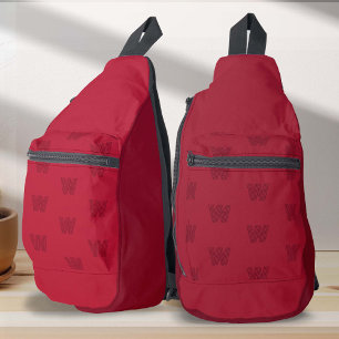 Monogramme rouge, simple moderne, sac à voile pour