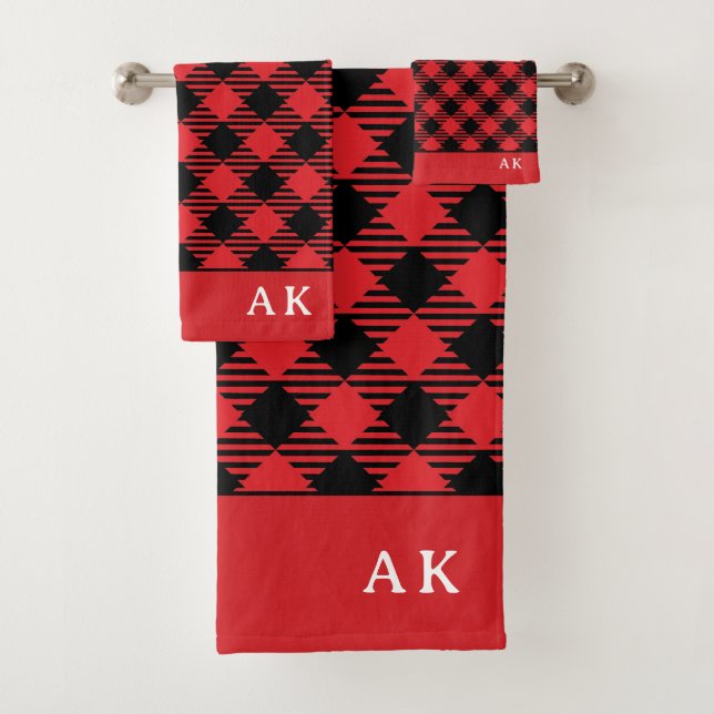 Monogramme Russe Red Black Buffalo Check (En situation)