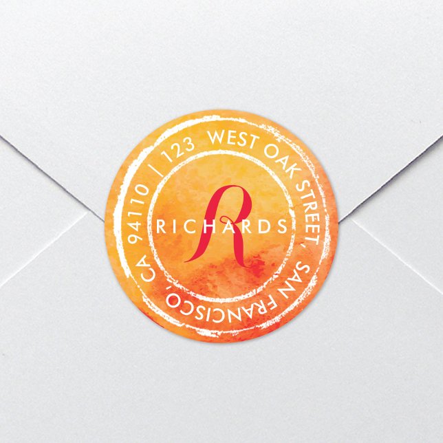 Monogramme rustique aquarelle | Étiquette de adres (Créateur téléchargé)