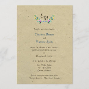 Monogramme rustique bilingue Invitation au mariage