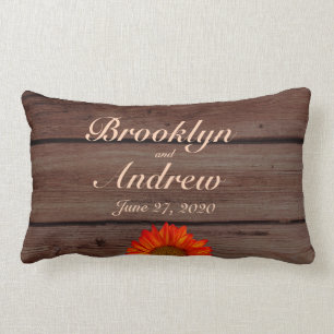 Monogramme Rustique Mariage Coussin tournesol