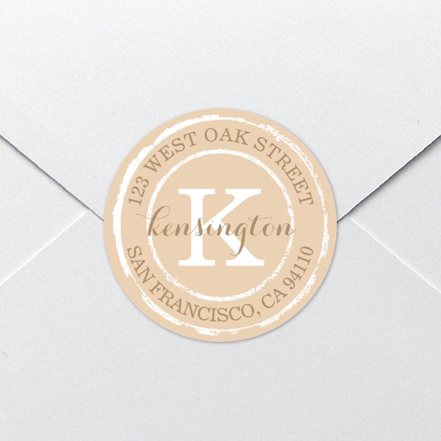 Monogramme rustique vintage | Étiquette de adresse (Créateur téléchargé)