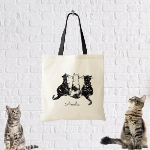 Monogramme Sac fourre-tout de chat noir et blanc
