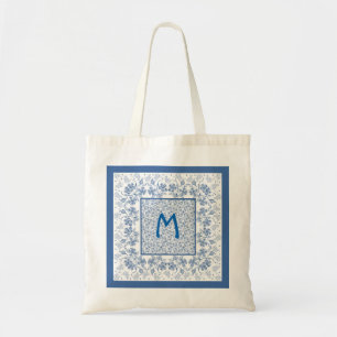 Monogramme Sac fourre-tout Floral bleu Indigo