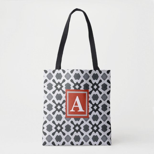 Monogramme | Sac fourre-tout Motif noir et blanc (Devant)