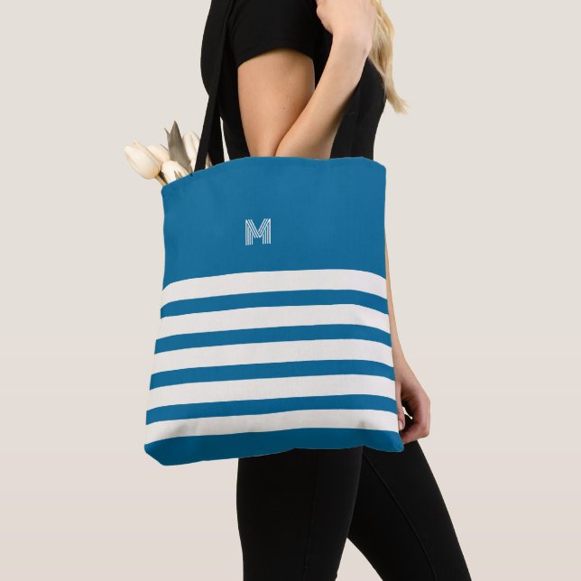 Monogramme | Sac fourre-tout océanique Chic Stripe (De près)