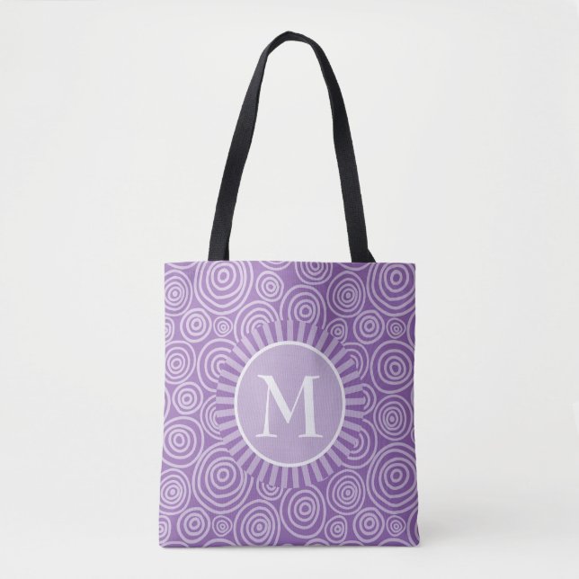 Monogramme Sac fourre-tout pourpre blanc spirales (Devant)