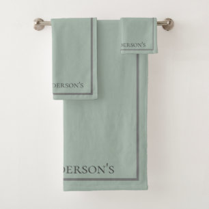 Monogramme Sage Vert Gris Bordure Cadeau
