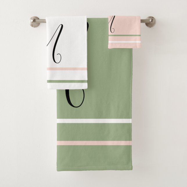 Monogramme Sage Vert rose Blancs (En situation)