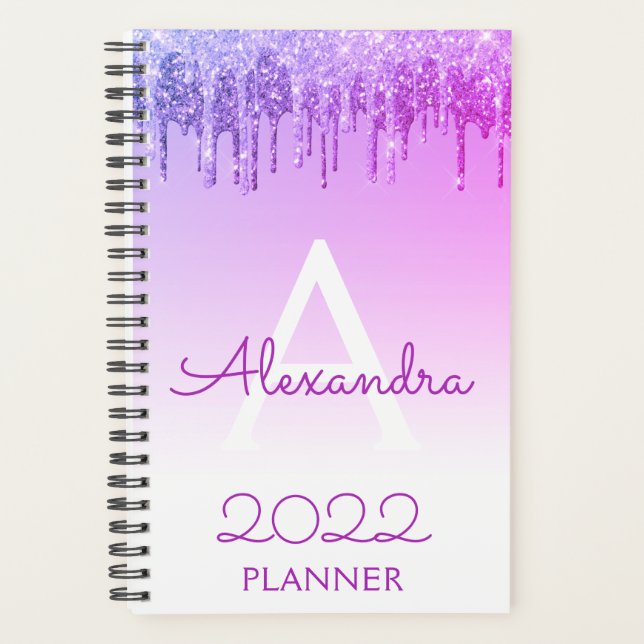 Monogramme scintillant de paillettes violettes 202 (Devant)
