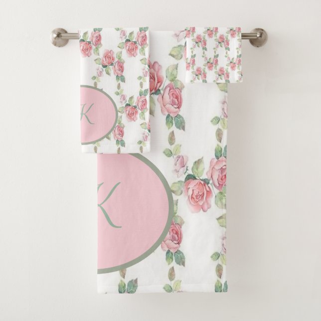 Monogramme Shabby Chic Rose Rose Floral (En situation)