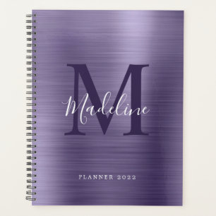 Monogramme simple brossé métallique violet moderne