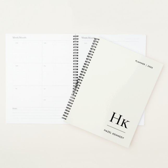 Monogramme simple élégant blanc ivoire personnalis (Devant avec enveloppe)