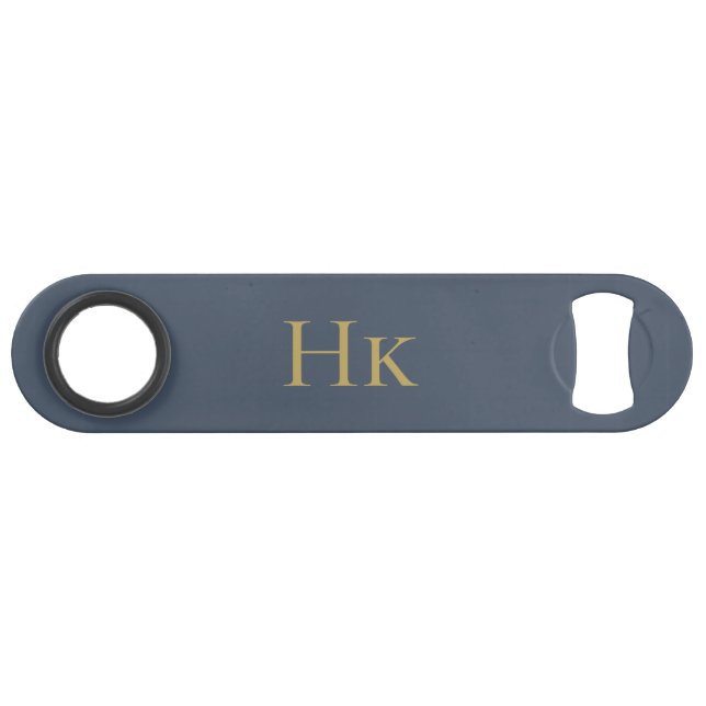Monogramme Simple Marine Bleu Or Élégant Monogramm (Devant (Horizontal))