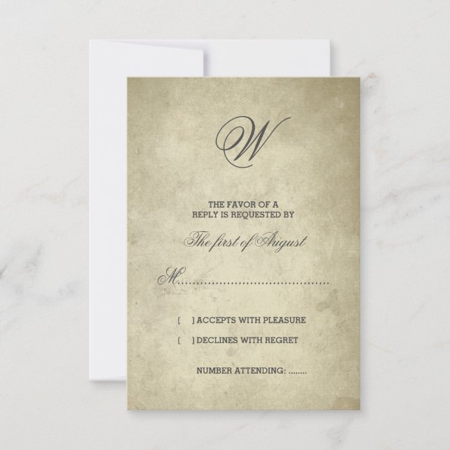 Monogramme simple | RSVP papier vintage (Devant)