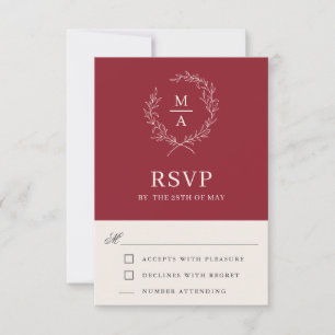 Monogramme simple rustique rouge élégant RSVP
