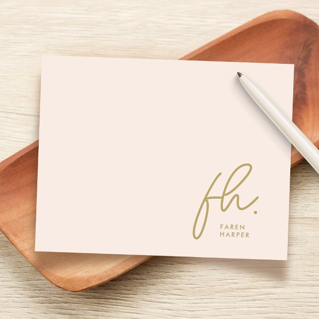 Monogramme Simple Script Chic Blush Social Carte p (Créateur téléchargé)