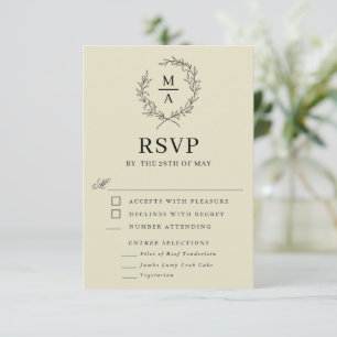 Monogramme sobre et élégant moyen beige RSVP et re