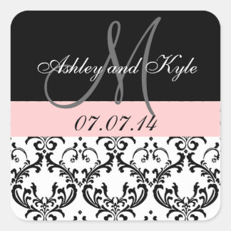 Monogramme soft rose Damask Enregistrer Stickers D