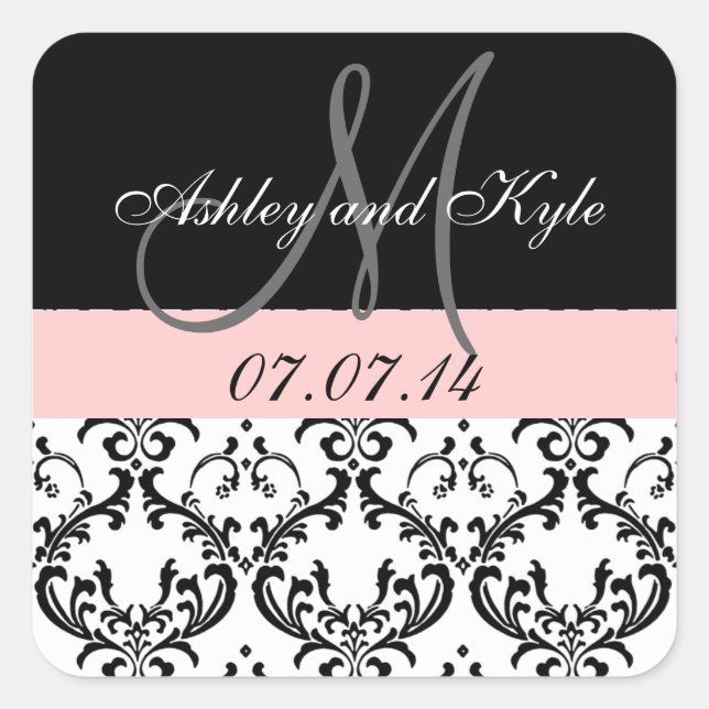 Monogramme soft rose Damask Enregistrer Stickers D (Devant)