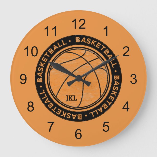 Monogramme Sport de basket Horloge murale (Recto)