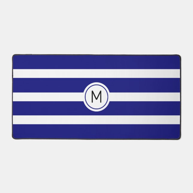 Monogramme sur fond rayé bleu et blanc (Recto)