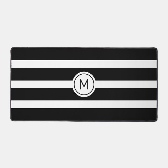 Monogramme sur fond rayé noir et blanc (Recto)