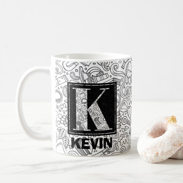 Monogramme sur mesure - Lettre K Café Mug (Avec donut)