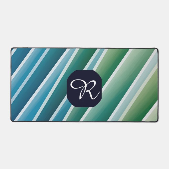 Monogramme sur mesure Mat de bureau Abstrait bleu  (Recto)
