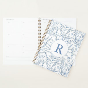 Monogramme sur mesure Toile bleu bleu Floral 2025