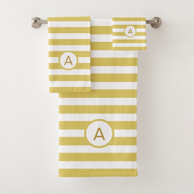 Monogramme sur rayures dorées et blanches (En situation)