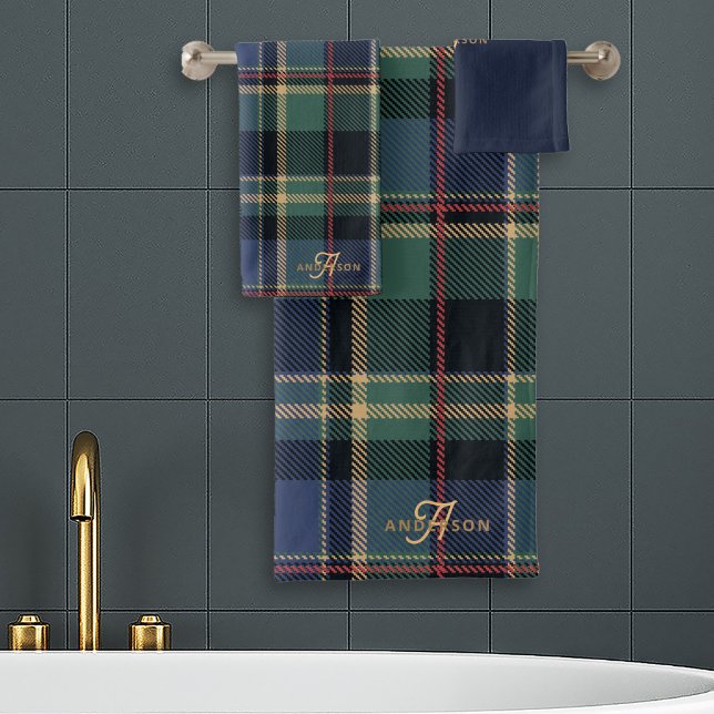 Monogramme Tartan Bleu Nuit Vert ID1141B (Créateur téléchargé)
