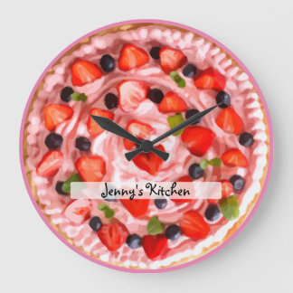Monogramme Tarte aux fraises Horloge murale de la