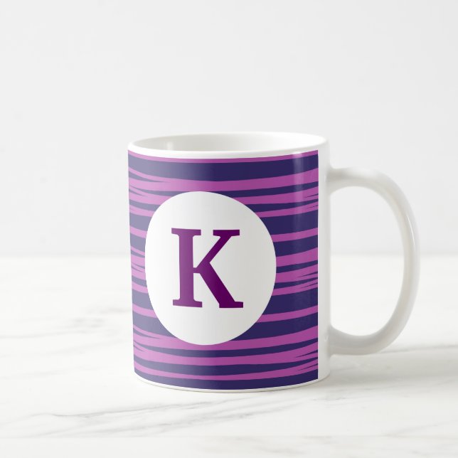 Monogramme Tasse de café imprimée sur mesure Purpl (Droite)