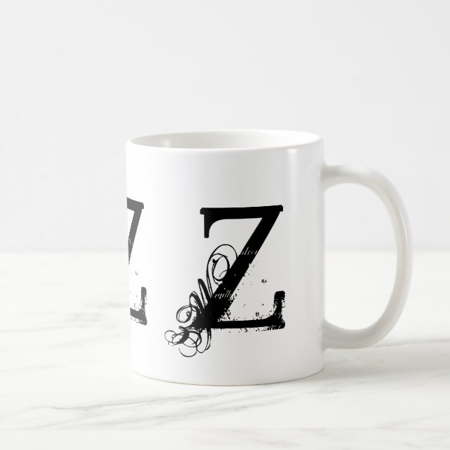 Monogramme tasse grunge noire et blanche de Z (Droite)