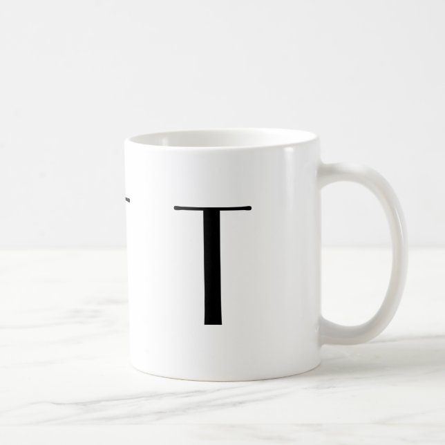 Monogramme tasse moderne noire et blanche de T (Droite)
