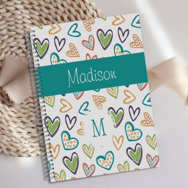 Monogramme tendance multicolore de cœurs dessinés  (Créateur téléchargé)