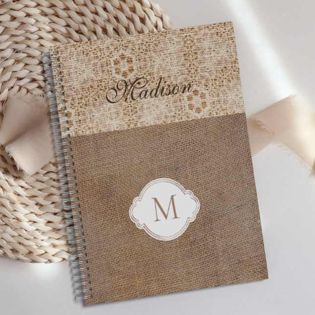 Monogramme Tendance Rustique Moderne Toile de Jute (Créateur téléchargé)