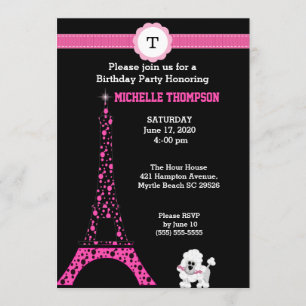 Monogramme Tour Eiffel Invitation Anniversaire